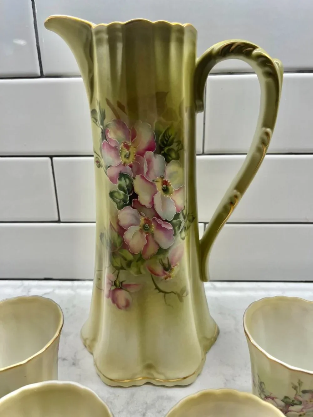 Vintage Nippon Chocolate/Coffee Pot and 4 Cups
